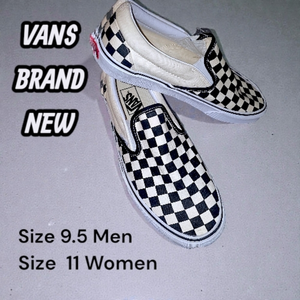 Vans Men's Black and White Checkered Slip-On Sneakers
